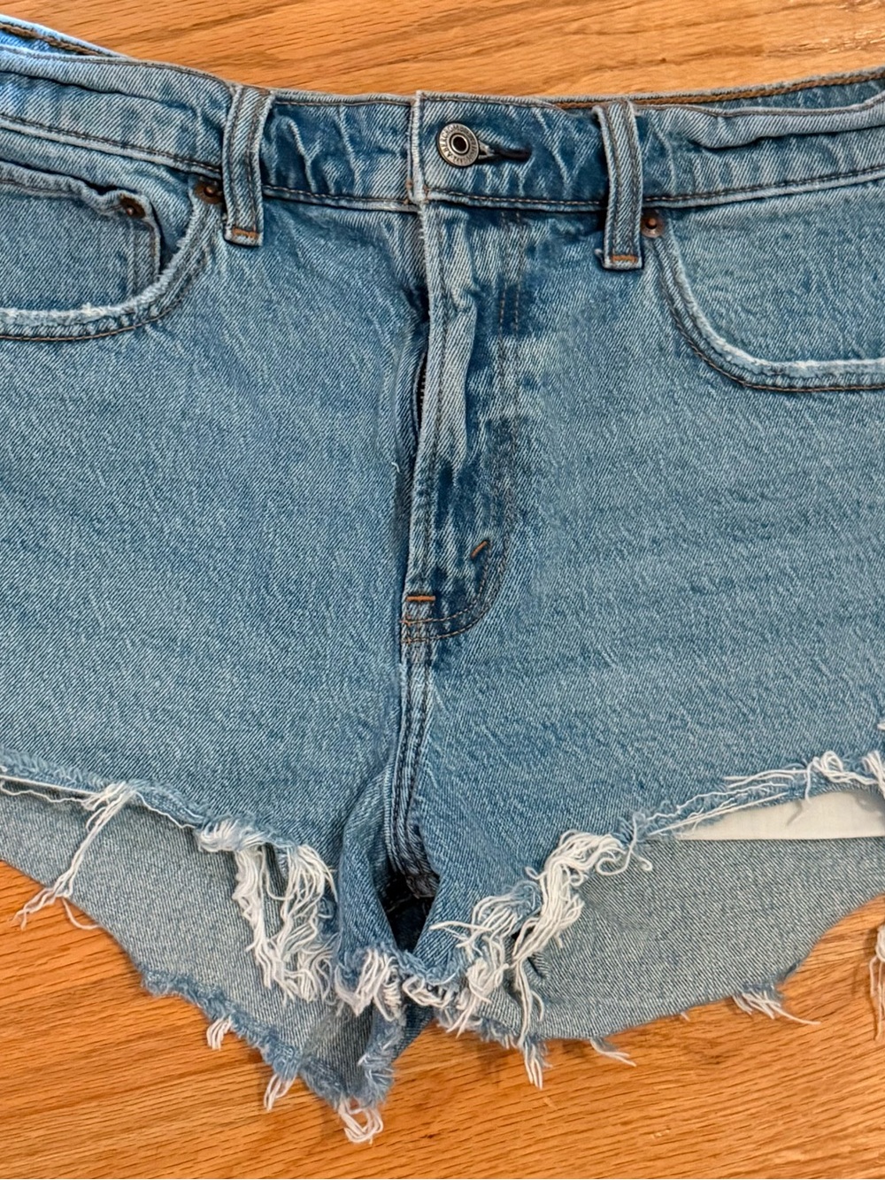 Abercrombie & Fitch Light Blue Distressed Denim Cutoff Shorts